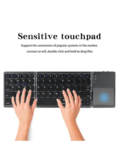 140mAh Portable Tri-fold Bluetooth Keyboard Universal Laptop Tablet Phone Wireless Keyboard with Touchpad B033 - White