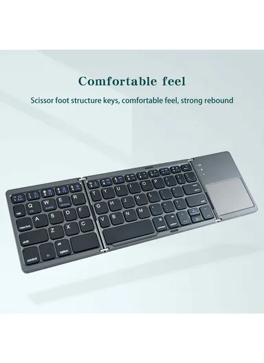 140mAh Portable Tri-fold Bluetooth Keyboard Universal Laptop Tablet Phone Wireless Keyboard with Touchpad B033 - White