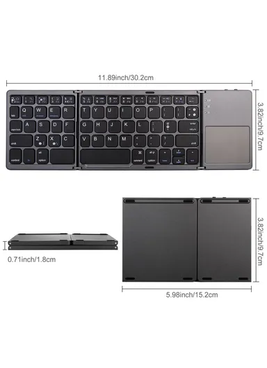 140mAh Portable Tri-fold Bluetooth Keyboard Universal Laptop Tablet Phone Wireless Keyboard with Touchpad B033 - White