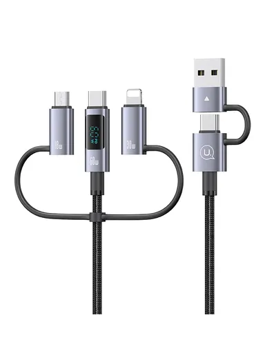 60W 1.2m 6-in-1 Fast Charging Cable LED Display PVC Data Cord SJ713