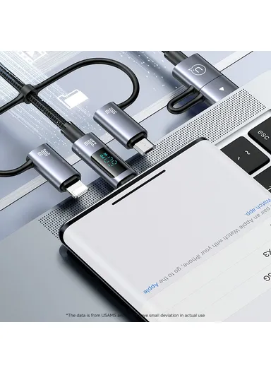 60W 1.2m 6-in-1 Fast Charging Cable LED Display PVC Data Cord SJ713