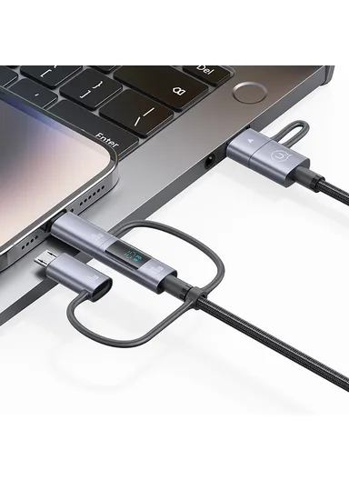 60W 1.2m 6-in-1 Fast Charging Cable LED Display PVC Data Cord SJ713