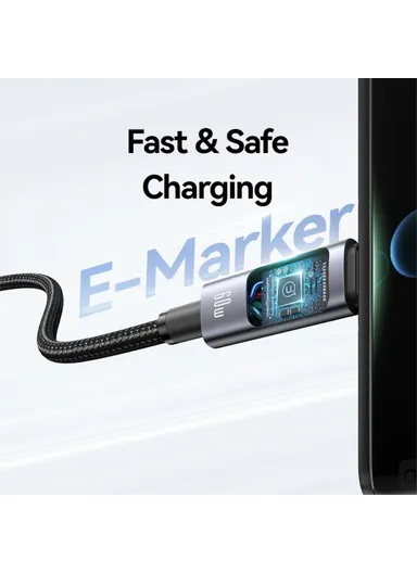 60W 1.2m 6-in-1 Fast Charging Cable LED Display PVC Data Cord SJ713