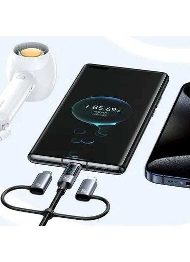 60W 1.2m 6-in-1 Fast Charging Cable LED Display PVC Data Cord SJ713