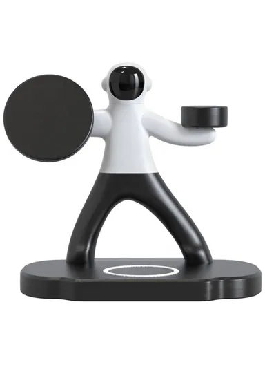 3-in-1 Desktop Charging Stand 15W Magnetic Wireless Charger TH03 - Black