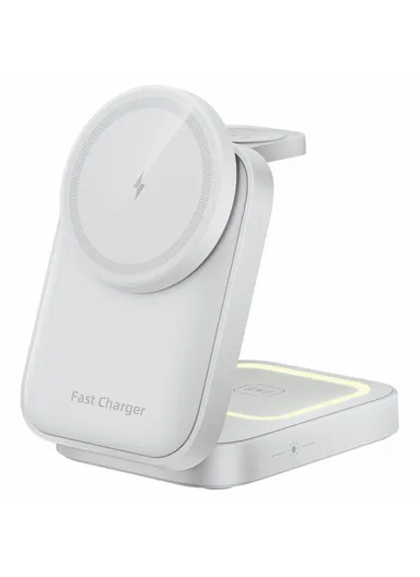 15W Foldable Wireless Phone Charger, Multifunctional Wireless Charging Holder HT-541 (L7 x W9.4 x T3.1)cm - White