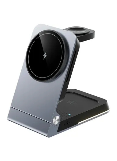 15W Foldable Wireless Phone Charger, Multifunctional Wireless Charging Holder HT-556 (L6.5 x W10.8 x T2.9) - Black