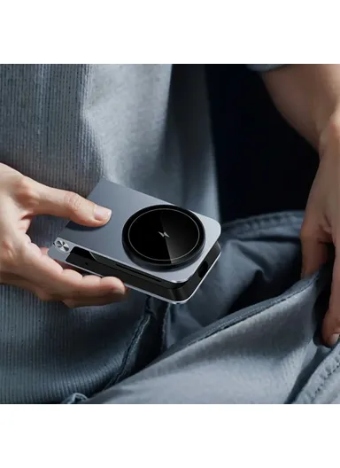 15W Foldable Wireless Phone Charger, Multifunctional Wireless Charging Holder HT-556 (L6.5 x W10.8 x T2.9) - White