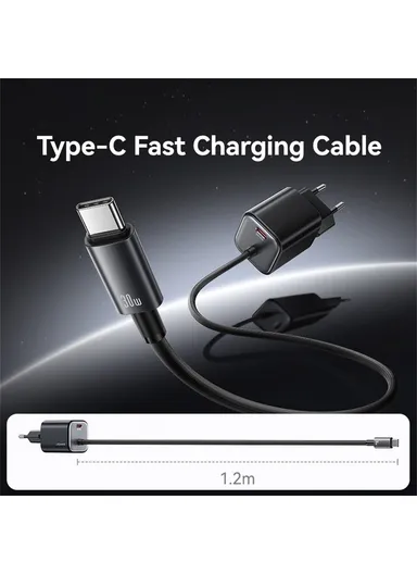 30W GaN Fast Charger Block Dual Port Wall Charger with Type-C Cable, EU Plug CC264 - White
