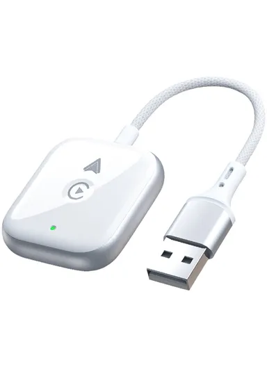 2 in 1 Carplay Android Auto Wired to Wireless Adapter Bluetooth+Wifi Connection Converter - White