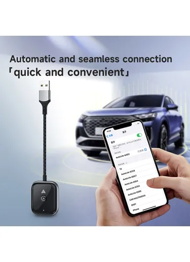 2 in 1 Carplay Android Auto Wired to Wireless Adapter Bluetooth+Wifi Connection Converter - White