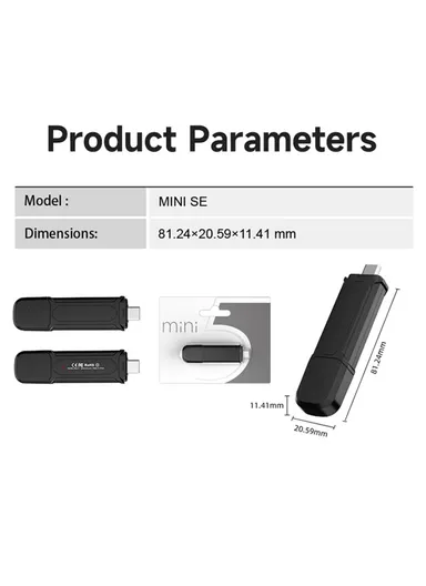 Mini SE Wireless Carplay Adapter USB-A / Tpye-C Plug Wired to Wireless Carplay Auto Smart Box