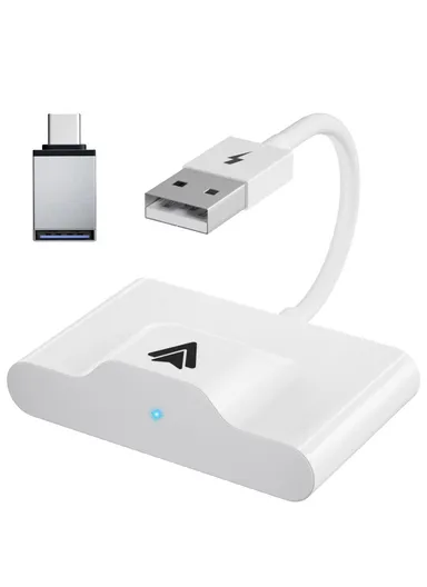 Wireless Android Auto Adapter Wired to Wireless Converter Support USB and Type-C Port THT-020-3 - White