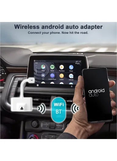 Wireless Android Auto Adapter Wired to Wireless Converter Support USB and Type-C Port THT-020-3 - White