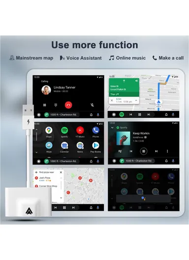 Wireless Android Auto Adapter Wired to Wireless Converter Support USB and Type-C Port THT-020-3 - White