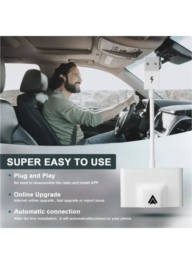 Wireless Android Auto Adapter Wired to Wireless Converter Support USB and Type-C Port THT-020-3 - White