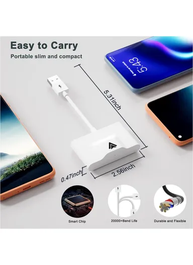 Wireless Android Auto Adapter Wired to Wireless Converter Support USB and Type-C Port THT-020-3 - White