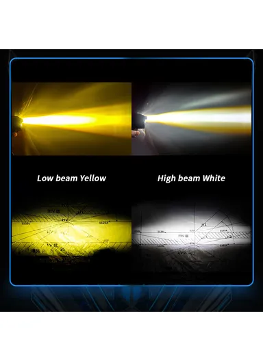 Waterproof Motorcycle 4-LED Headlight, Super Bright Spotlight Flood LED Light, Multi-Mode Mini Steel LED Wheeled Vehicle Headlight (L4.2 x W12.5 x H4.6)cm