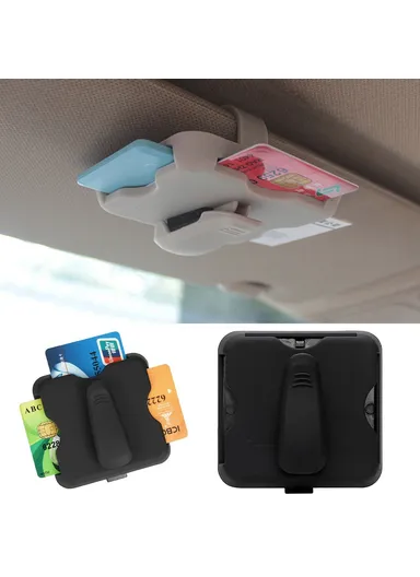 Sunglass Holder Glasses Holder, Car Visor Clip Card Storage Pouch (L8.1 x W8.5)cm - Black
