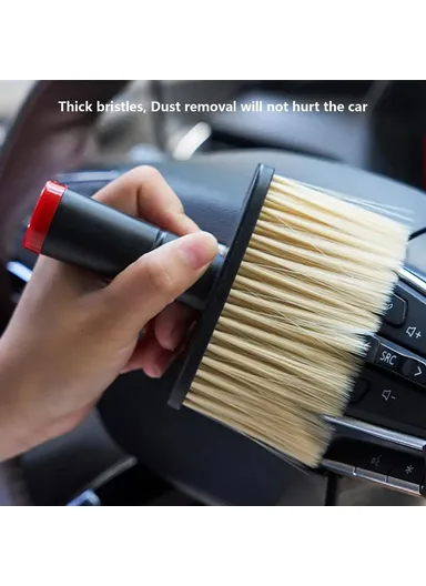 Car Interior Cleaning Brush, Soft Bristles Dust Remover, Air Outlet Dashboard Detailing Sweeping 9770 (L14 x W10.5)cm - Black/Yellow