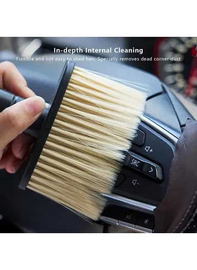 Car Interior Cleaning Brush, Soft Bristles Dust Remover, Air Outlet Dashboard Detailing Sweeping 9770 (L14 x W10.5)cm - Black