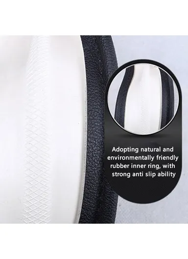 38cm Leather Car Steering Wheel Cover Universal Car Steering Wheel Protector O-Type - Black &amp; Red