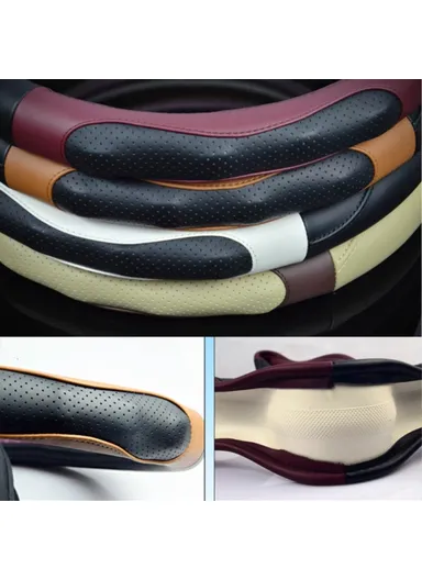 38cm Universal Comfortable Anti-Skid Steering Wheel Cover, Round Soft Grip Steering Wheel Cover for Car Truck - Black