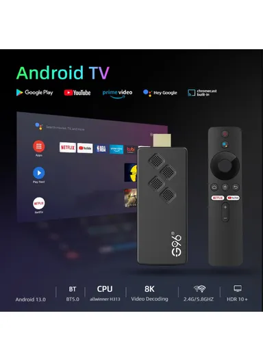 ATV 8K Voice Remote Control TV Stick Android14 2.4G / 5G Dual-Band WiFi BT5 Media Player, 2GB+16GB G96 (NETFLIX IS NOT SUPPORTED)
