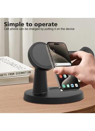 3-in-1 Phone+Smart Watch+Earbuds Wireless Charging, Motion Activated 4K WiFi Hidden Camera Spy Camera - Black