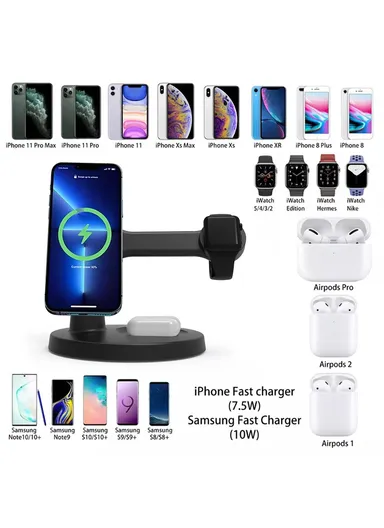 3-in-1 Phone+Smart Watch+Earbuds Wireless Charging, Motion Activated 4K WiFi Hidden Camera Spy Camera - Black