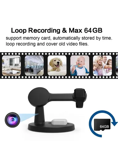 3-in-1 Phone+Smart Watch+Earbuds Wireless Charging, Motion Activated 4K WiFi Hidden Camera Spy Camera - Black