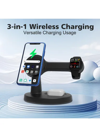 3-in-1 Phone+Smart Watch+Earbuds Wireless Charging, Motion Activated 4K WiFi Hidden Camera Spy Camera - Black