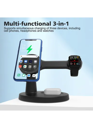 3-in-1 Phone+Smart Watch+Earbuds Wireless Charging, Motion Activated 4K WiFi Hidden Camera Spy Camera - Black