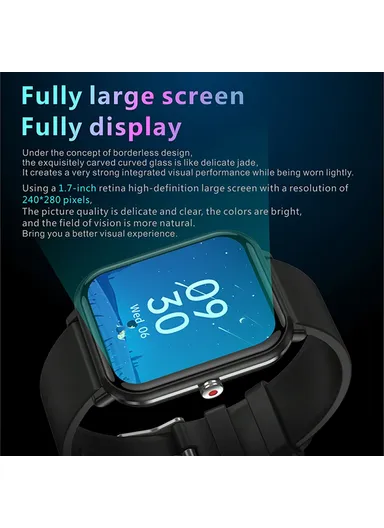 MX09 1.7 inch Bluetooth Smart Watch, Health &amp; Fitness Tracker Sport Smartwatch, Call Heart Rate Blood Pressure Monitor - Blue