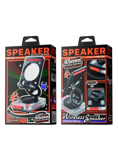 WEKOME 1500mAh 5W Bluetooth-compatible Speaker With Stand, Wireless Audio Device 45MM Driver Unit Beluga D18 - Black