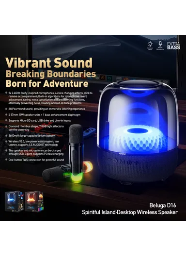 WEKOME 3600mAh 40W Desktop Bluetooth-compatible Speaker, Wireless Speaker with Dual Microphones Beluga D16 