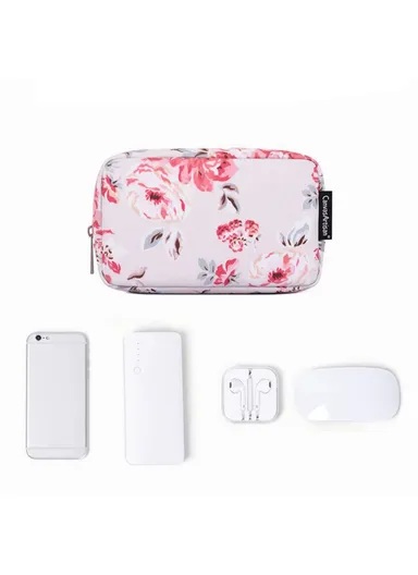 CANVASARTISAN Beautiful Flower Pattern Travel Cable Organizer Electronics Accessories Cases Storage Bag H10-S11 (L20 x W12 x H7)cm