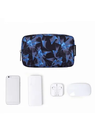 CANVASARTISAN Diamond Textured Travel Cable Organizer Electronics Accessories Cases Storage Bag H11-S11 (L20 x W12 x H7)cm - Blue