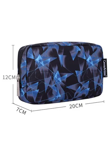 CANVASARTISAN Diamond Textured Travel Cable Organizer Electronics Accessories Cases Storage Bag H11-S11 (L20 x W12 x H7)cm - Blue