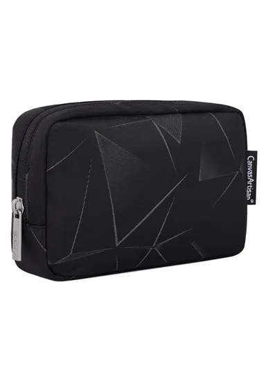 3D Diamond Pattern Travel Cable Organizer Electronics Accessories Cases Storage Bag H6-S11 (L20 x W12 x H7)cm - Black