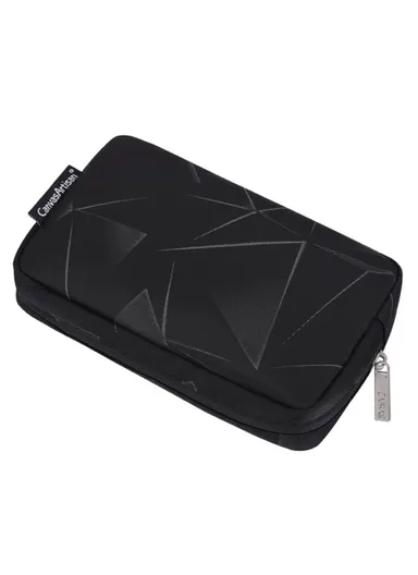 3D Diamond Pattern Travel Cable Organizer Electronics Accessories Cases Storage Bag H6-S11 (L20 x W12 x H7)cm - Black