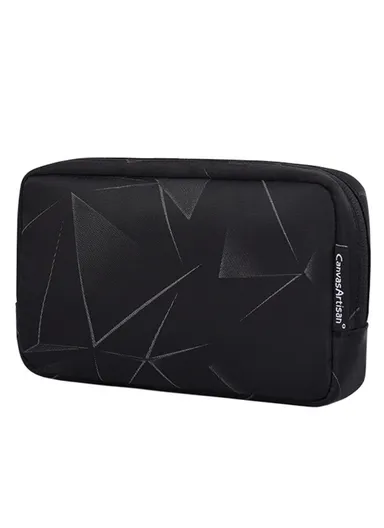 3D Diamond Pattern Travel Cable Organizer Electronics Accessories Cases Storage Bag H6-S11 (L20 x W12 x H7)cm - Black