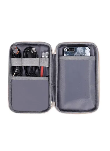 CANVASARTISAN Leaf Flower Pattern Cable Organizer Electronics Accessories Cases Storage Bag G4-S21 (L20 x W12 x H3)cm