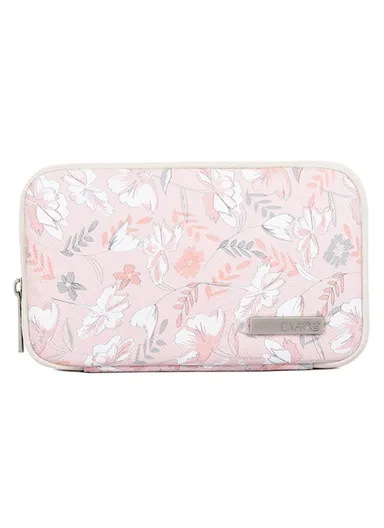 CANVASARTISAN Leaf Flower Pattern Cable Organizer Electronics Accessories Cases Storage Bag G4-S21 (L20 x W12 x H3)cm