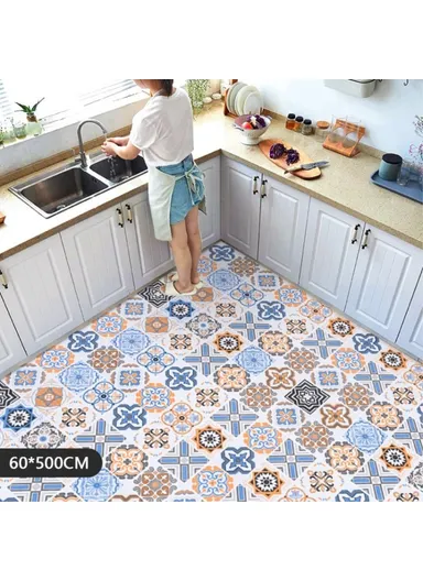 60x500cm Wall Floor Sticker Wallpaper for Bedroom Living Room Bathroom Floor Tile Sticker - Colorful