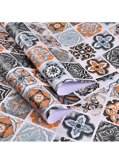 60x500cm Wall Floor Sticker Wallpaper for Bedroom Living Room Bathroom Floor Tile Sticker - Colorful