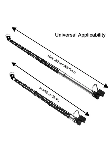 91-164cm Car Clothes Hanger Bar, Multi-Uses Adjustable Bar Vehicle Clothing Rack with No-Slip Dividers - Black