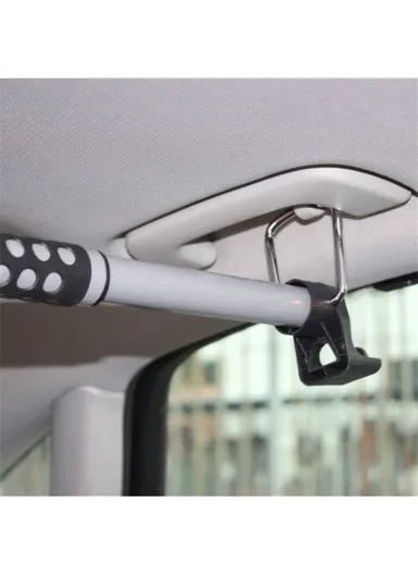 91-164cm Car Clothes Hanger Bar, Multi-Uses Adjustable Bar Vehicle Clothing Rack with No-Slip Dividers - Black