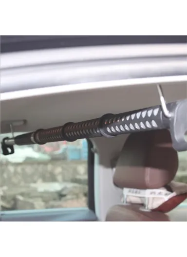 91-164cm Car Clothes Hanger Bar, Multi-Uses Adjustable Bar Vehicle Clothing Rack with No-Slip Dividers - Black