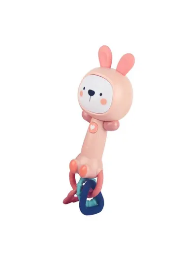 Cute Baby Rattle Teether Toy Early Educational Toy with Music Light - Rabbit